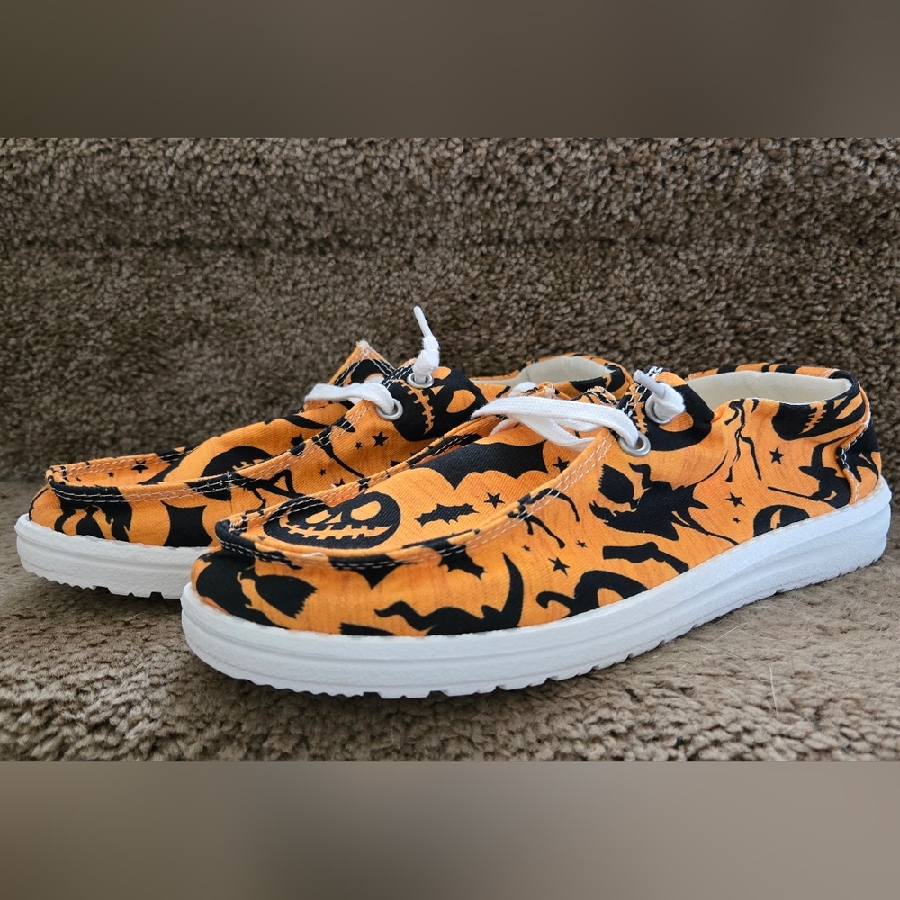Halloween Themed Orange and Black Heydude Styled Shoes NWOT